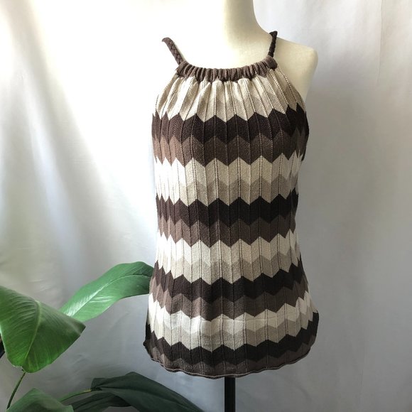 le chateau Tops - Le Chateau | Lined Knit Halter Brown (size M)